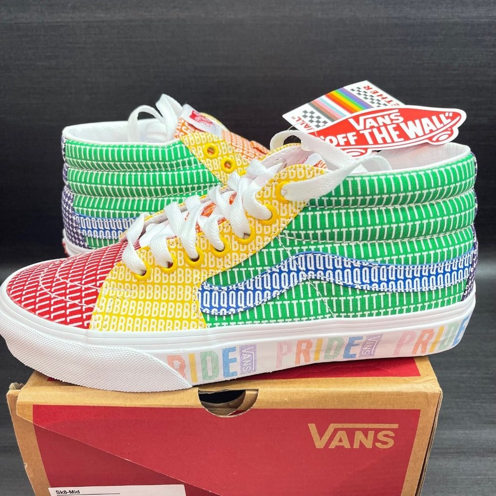 NEW Vans Sk8 Mid Pride LGTBQ womens size 8 classic shoes sneakers PRIDE - Picture 3 of 11